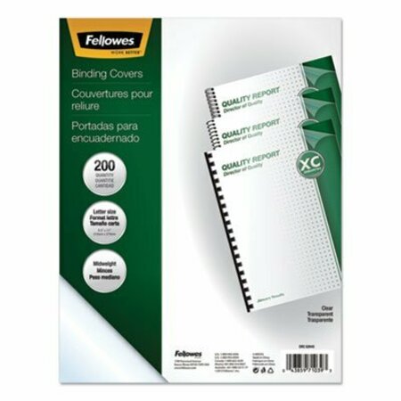 FELLOWES MFG Fellowes, Crystals Presentation Covers With Square Corners, 11 X 8 1/2, Clear, 200PK 5204303